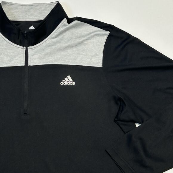 Adidas Golf Men's 2XL Lightweight UPF 1/4 Zip Long Sleeve Pullover Black Gray - Picture 6 of 12